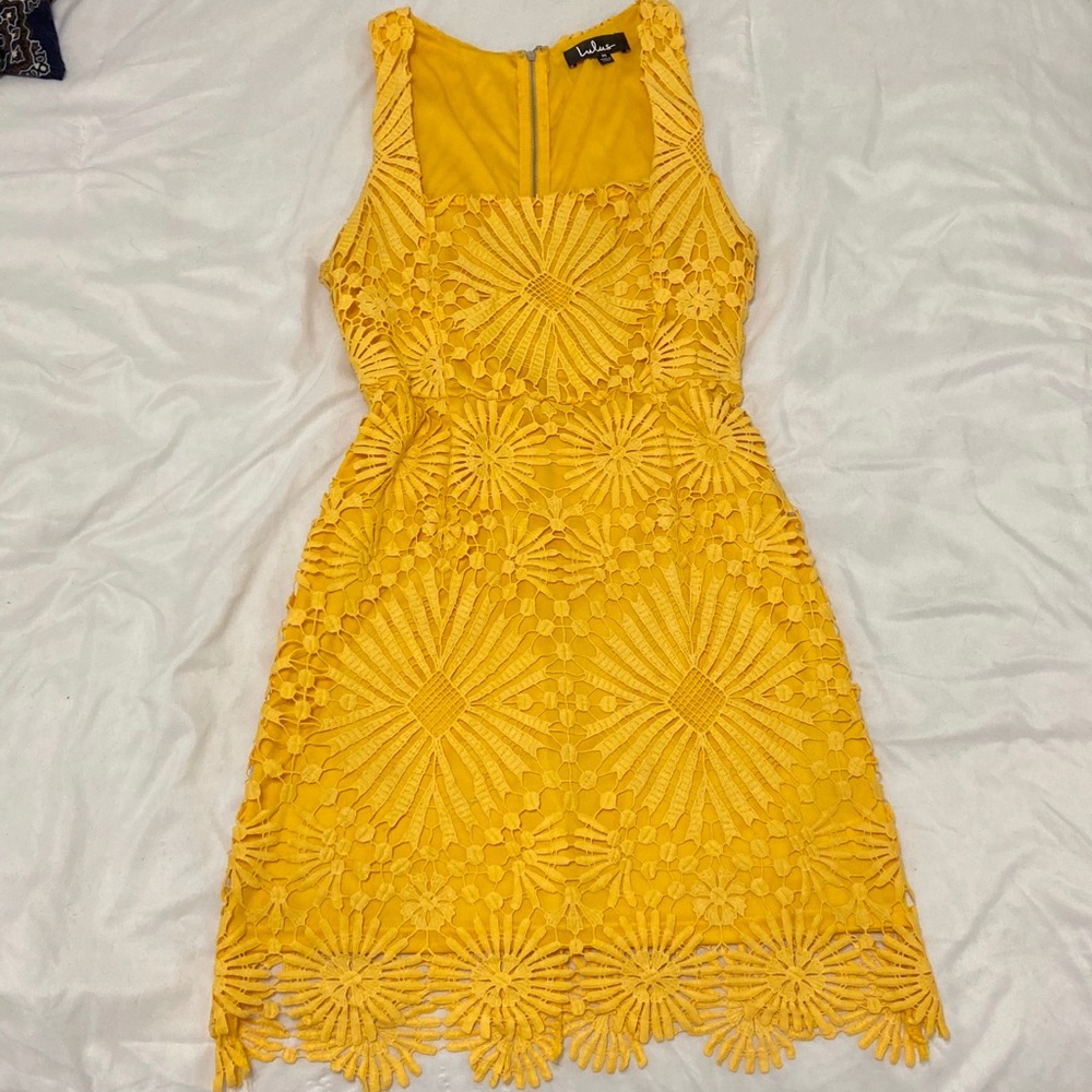 Yellow Lace Mini Dress